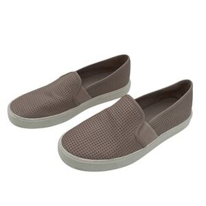 Vince‎ Blair Perforated Leather Slip-On Sneakers in Taupe Women's Size 5 Neutral
